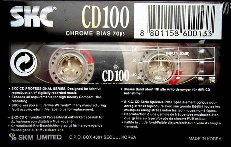 Compact Cassette SKC CD 100 Type II Chrome 1995 Europe