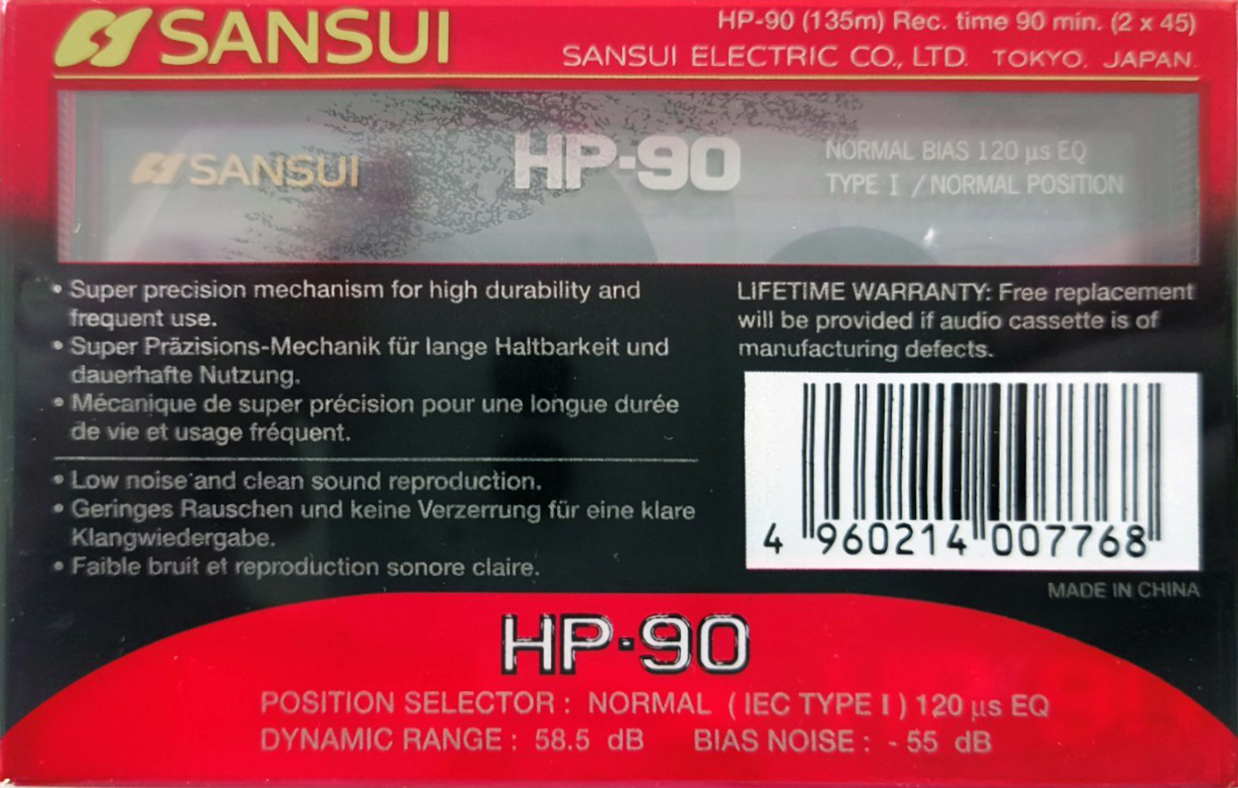 Compact Cassette Sansui HP 90 Type I Normal 1997 Europe