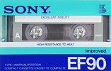 Compact Cassette Sony EF 90 "Improved" Type I Normal 1986 Europe