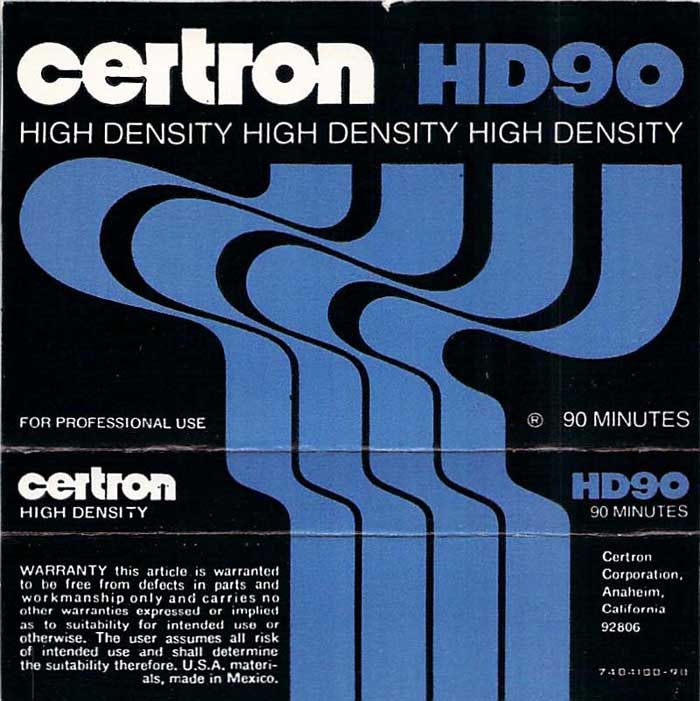 Compact Cassette Certron HD 90 Type I Normal 1972 USA