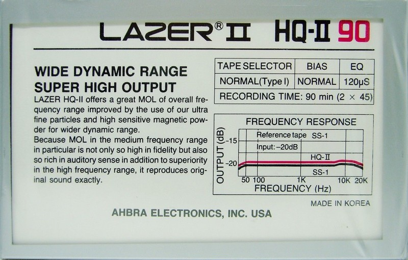Compact Cassette Lazer II HQ-II 90 Type II Chrome USA