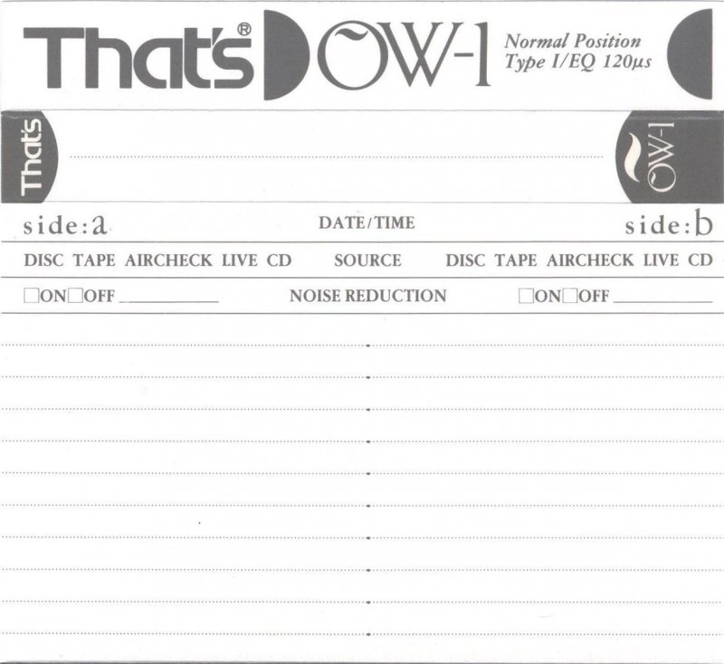 Compact Cassette Thats OW-1 50 Type I Normal 1990 Japan