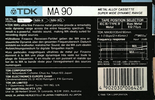 Compact Cassette TDK MA 90 Type IV Metal 1988 Australia, Europe