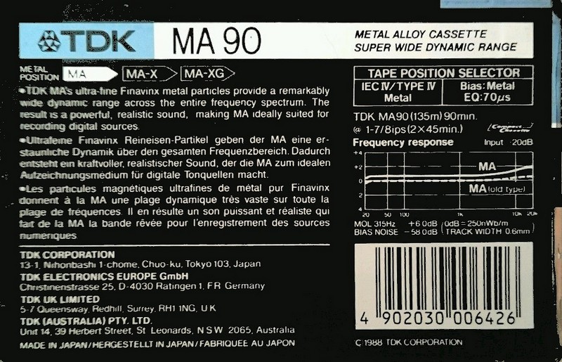 Compact Cassette: TDK  - MA 90