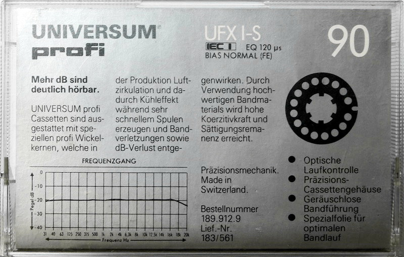 Compact Cassette Universum UFX I-S 90 Type I Normal 1986 Germany