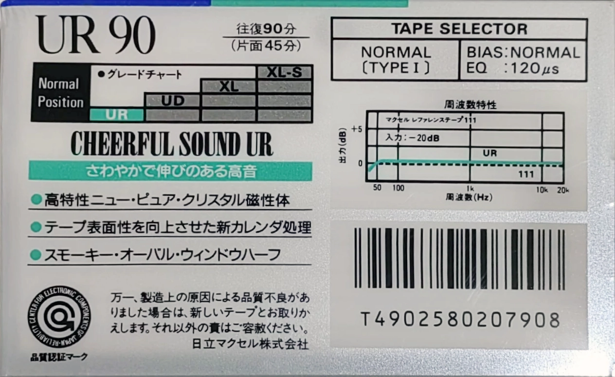 Compact Cassette Maxell UR 90 Type I Normal 1988 Japan