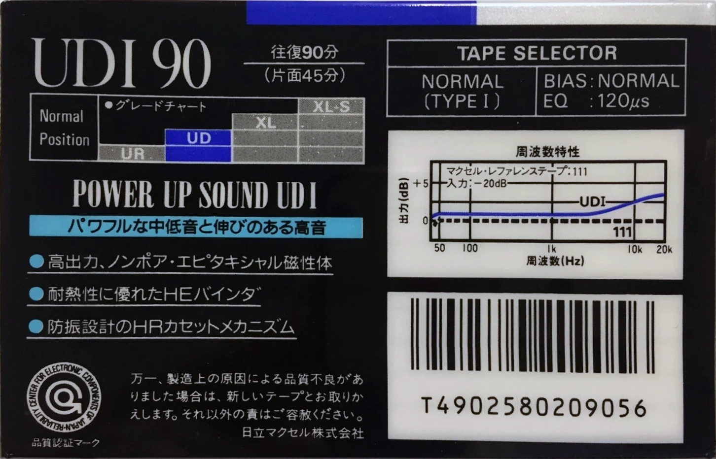 Compact Cassette Maxell UDI / UD1 90 Type I Normal 1989 Japan