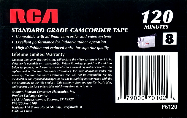 Video8, Hi8, Digital8 RCA 120 Type IV Metal 2000 USA