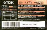 Compact Cassette TDK SA 70 "SA-70M" Type II Chrome 1990 Japan