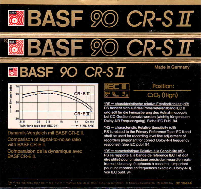 Compact Cassette BASF Chromdioxid Super II 90 "CR-S II" Type II Chrome 1985 Europe