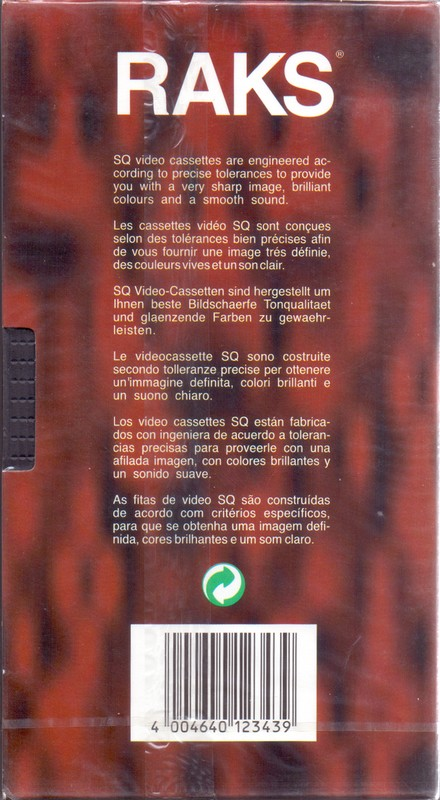 VHS, Video Home System RAKS SQ 180 Type I Normal Europe