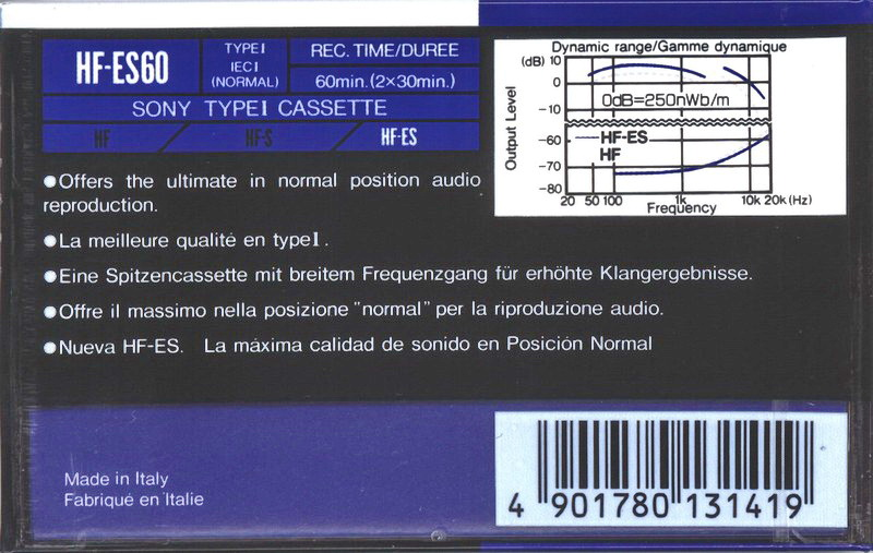 Compact Cassette Sony HF-ES 60 "HF-ES 60C" Type I Normal 1990 Europe