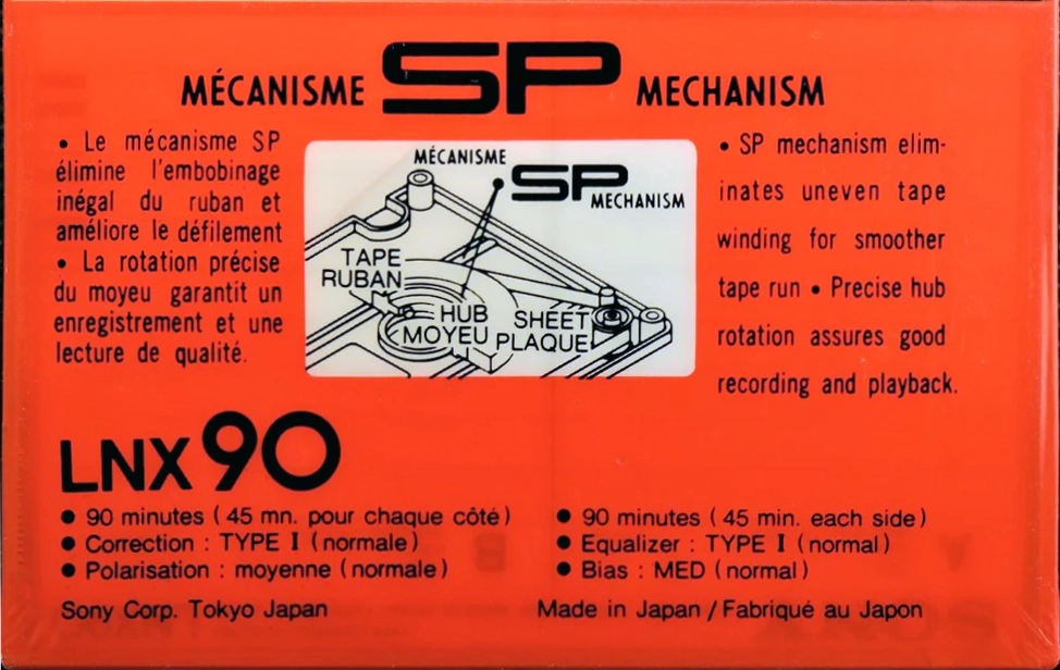 Compact Cassette Sony LNX 90 Type I Normal 1983 North America