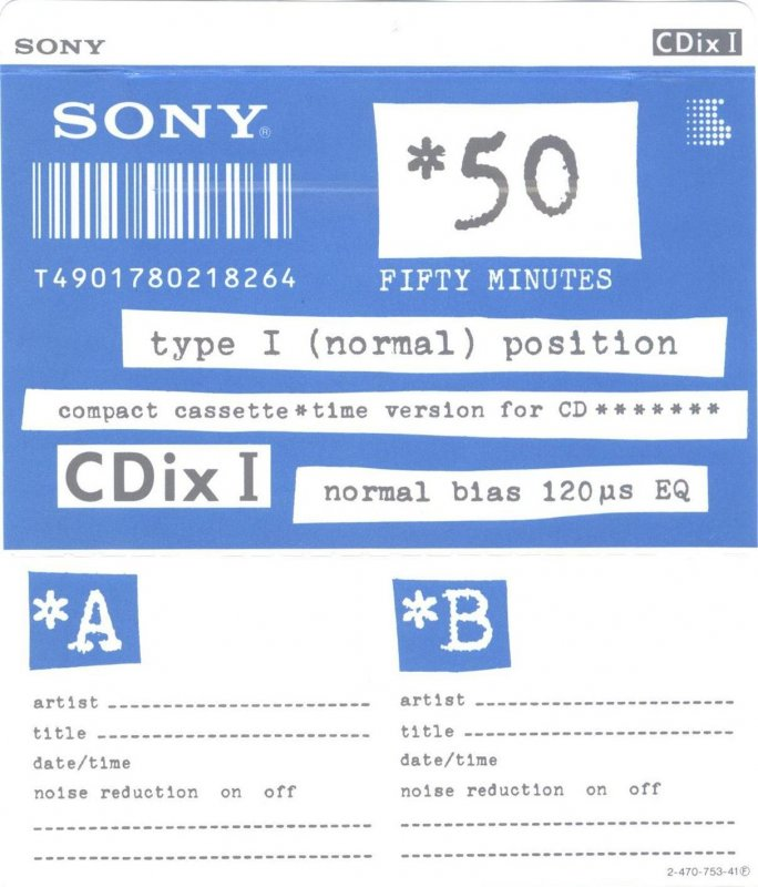 Compact Cassette: Sony  - CDix I 50