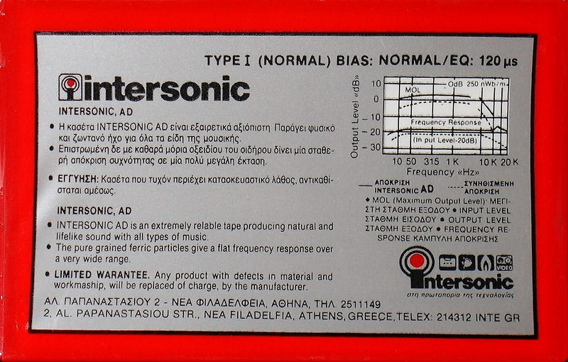Compact Cassette Intersonic AD 60 Type I Normal Greece