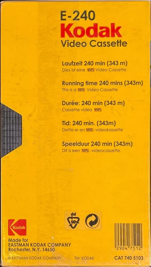 VHS, Video Home System:  Kodak - HS 240