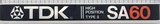Compact Cassette TDK SA 60 Type II Chrome 1983 Europe