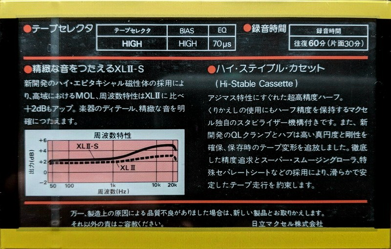 Compact Cassette Maxell XLII-S 60 Type II Chrome 1982 Japan