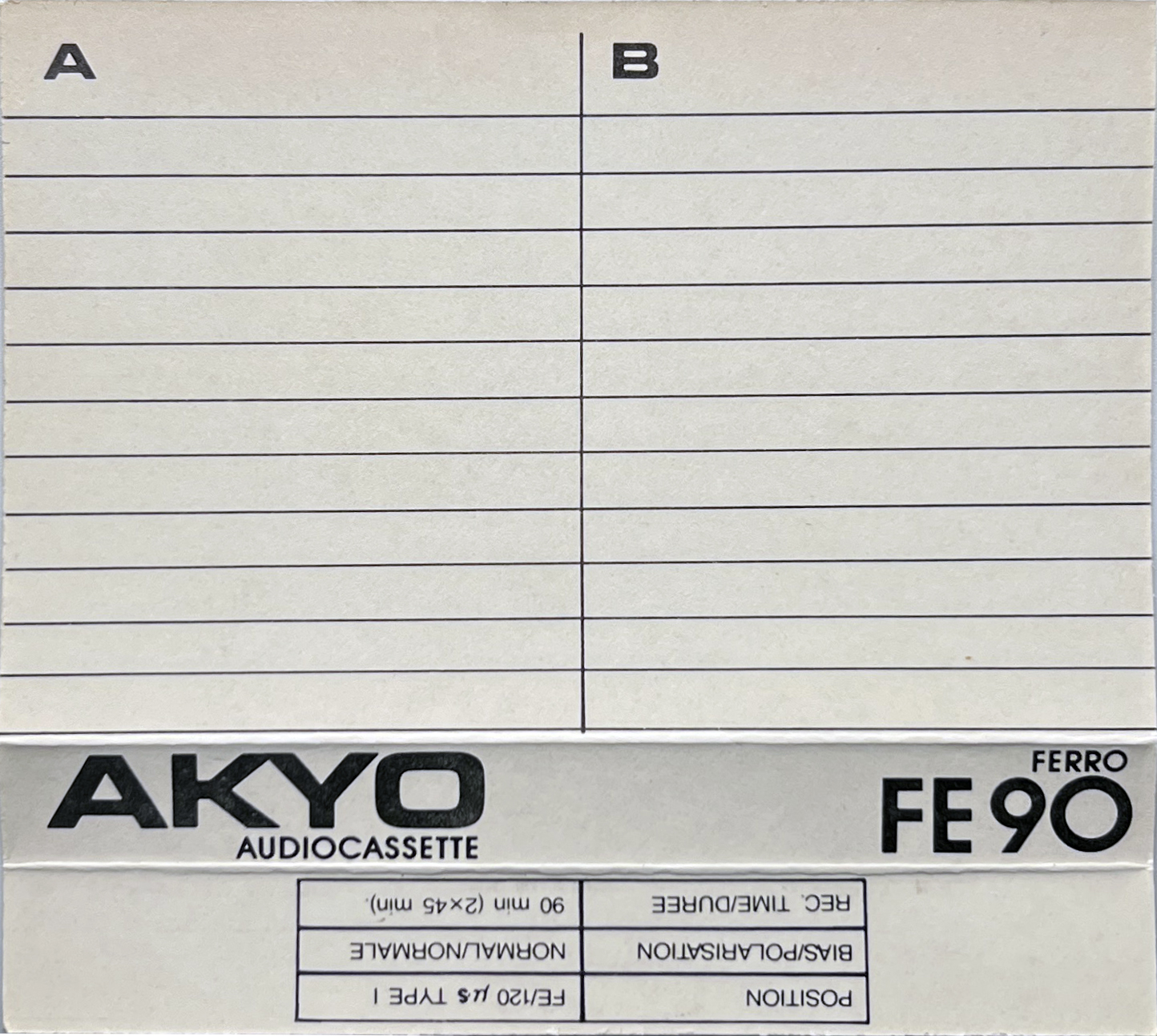 Compact Cassette Akyo 90 "FE" Type I Normal 1992 Europe