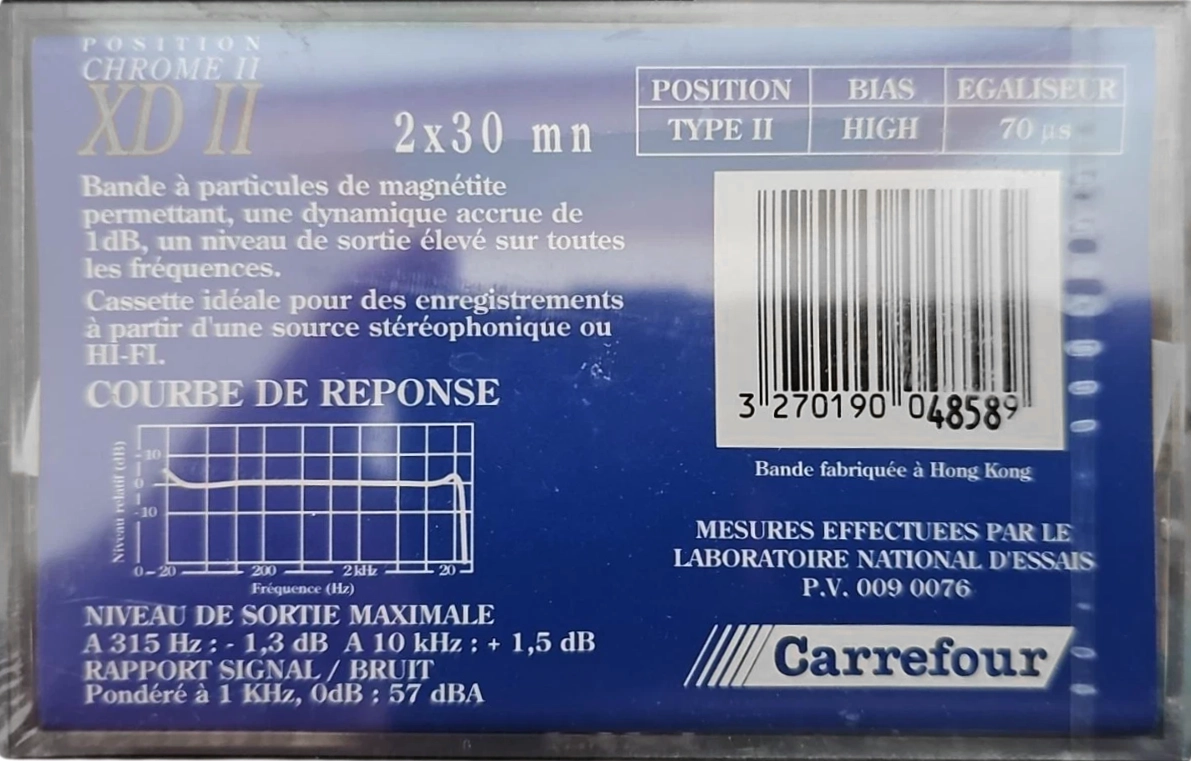 Compact Cassette Carrefour XD-II 60 Type II Chrome France