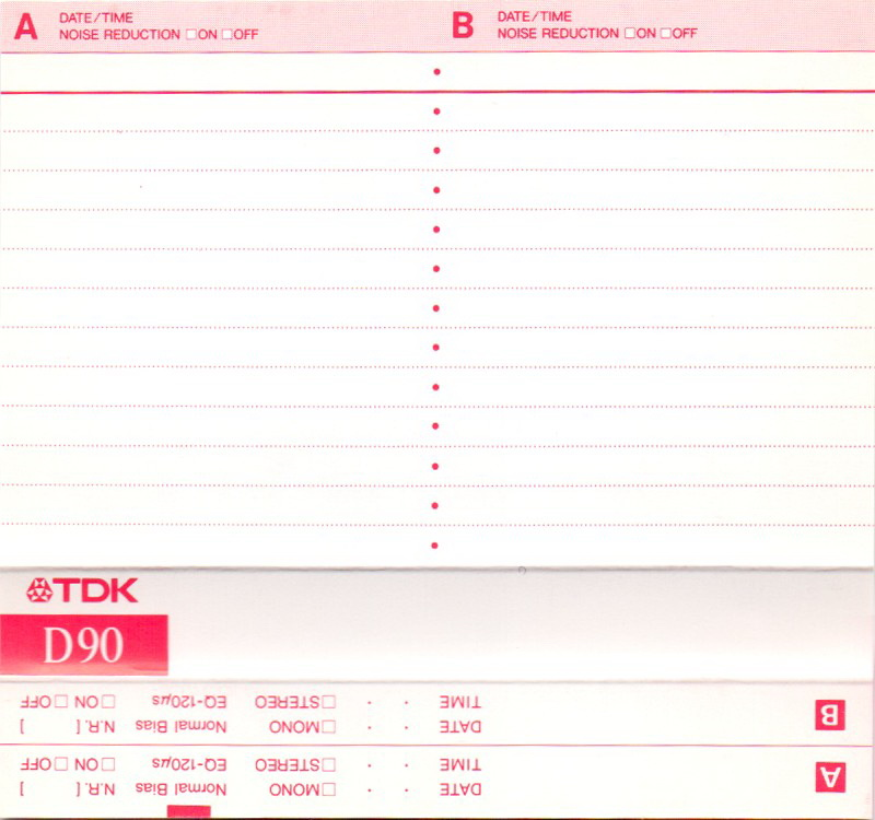 Compact Cassette TDK D 90 Type I Normal 1988 Australia, Europe