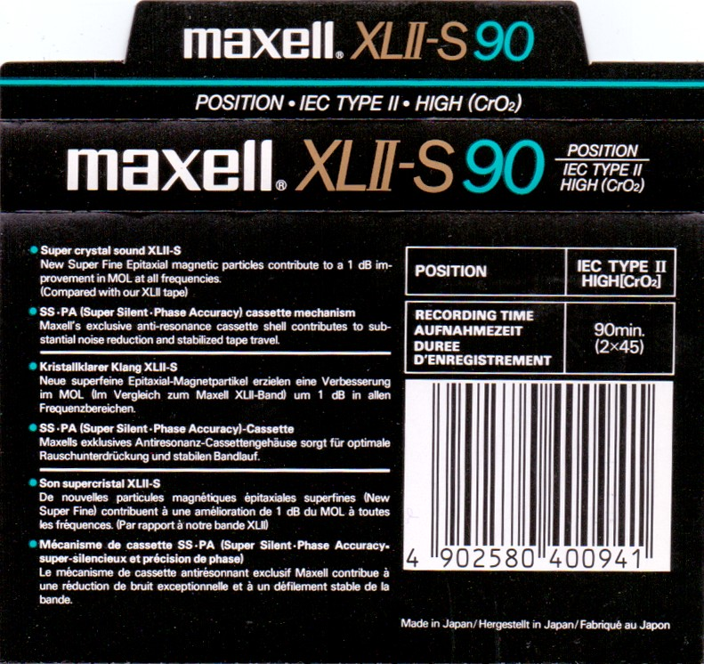 Compact Cassette Maxell XLII-S 90 Type II Chrome 1986 Europe
