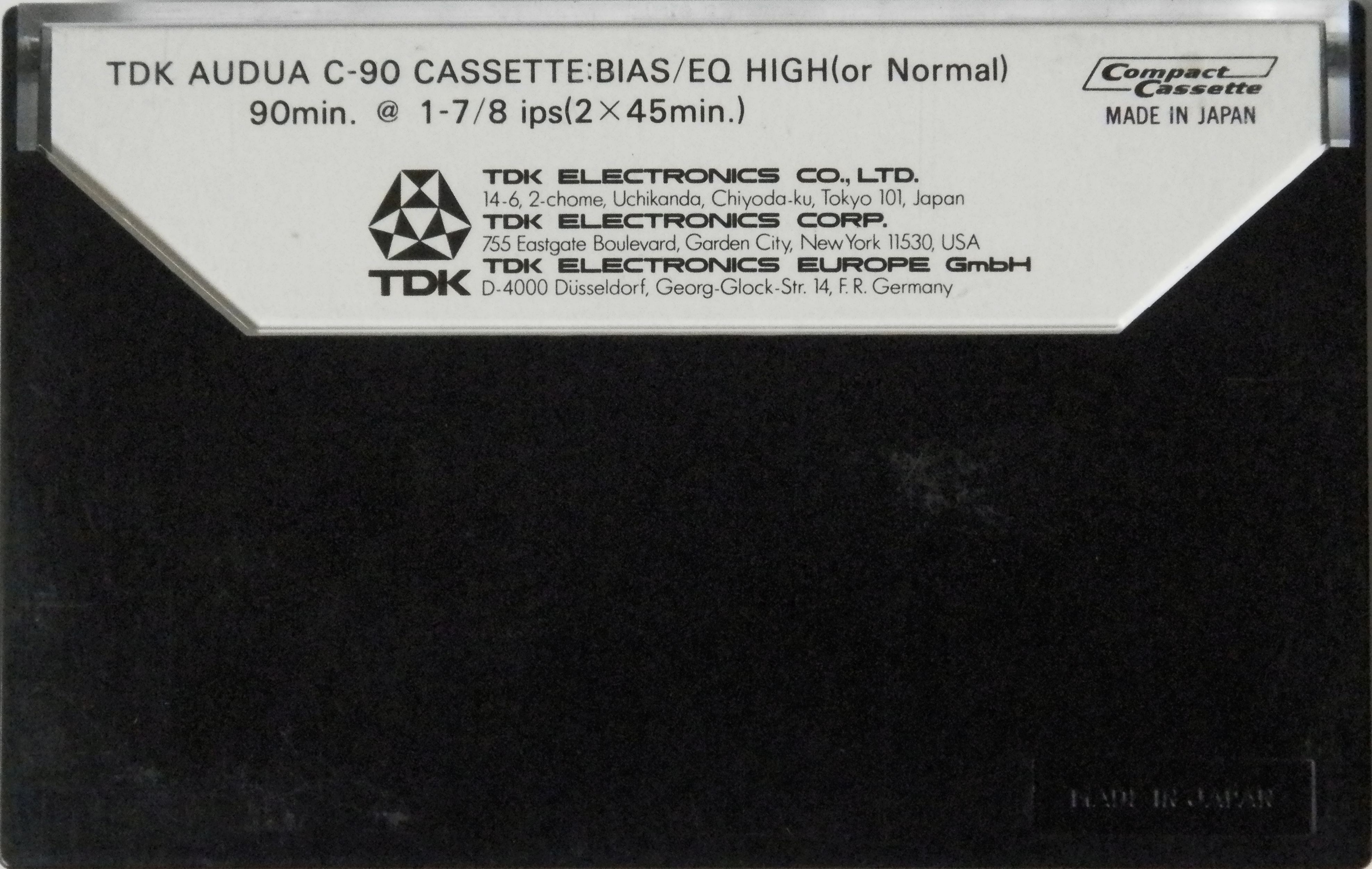 Compact Cassette TDK Audua 90 Type I Normal 1975 Europe, USA