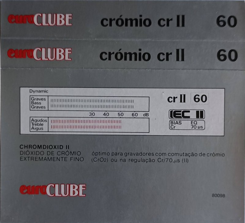 Compact Cassette Euroclube cr II 60 Type II Chrome Portugal