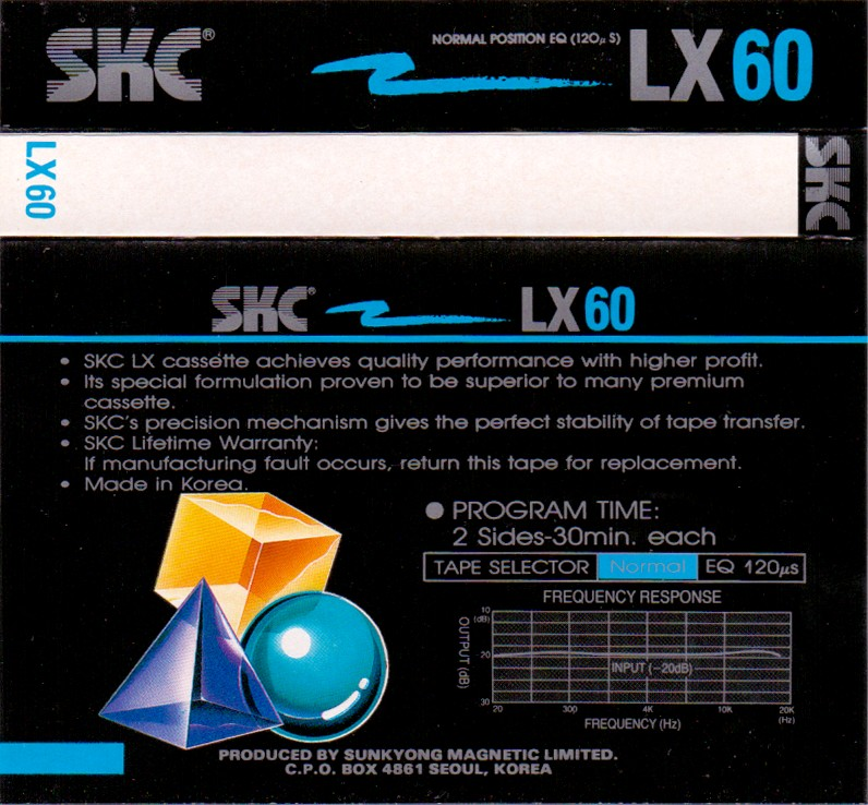 Compact Cassette SKC LX 60 Type I Normal 1990 Europe