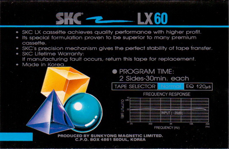 Compact Cassette SKC LX 60 Type I Normal 1990 Europe
