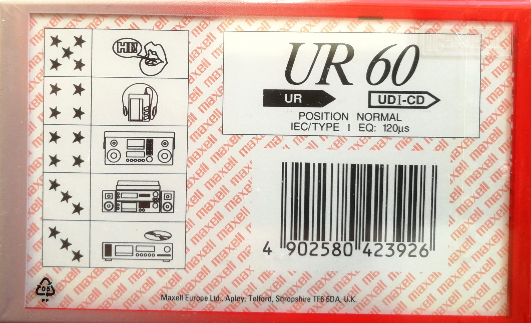 Compact Cassette Maxell UR 60 Type I Normal 1996 Europe