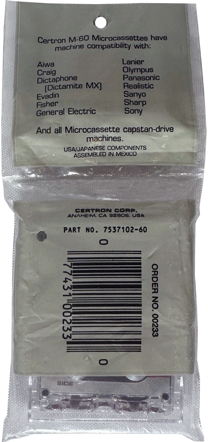 Soft Pack Certron 60 Type I Normal 1986 USA