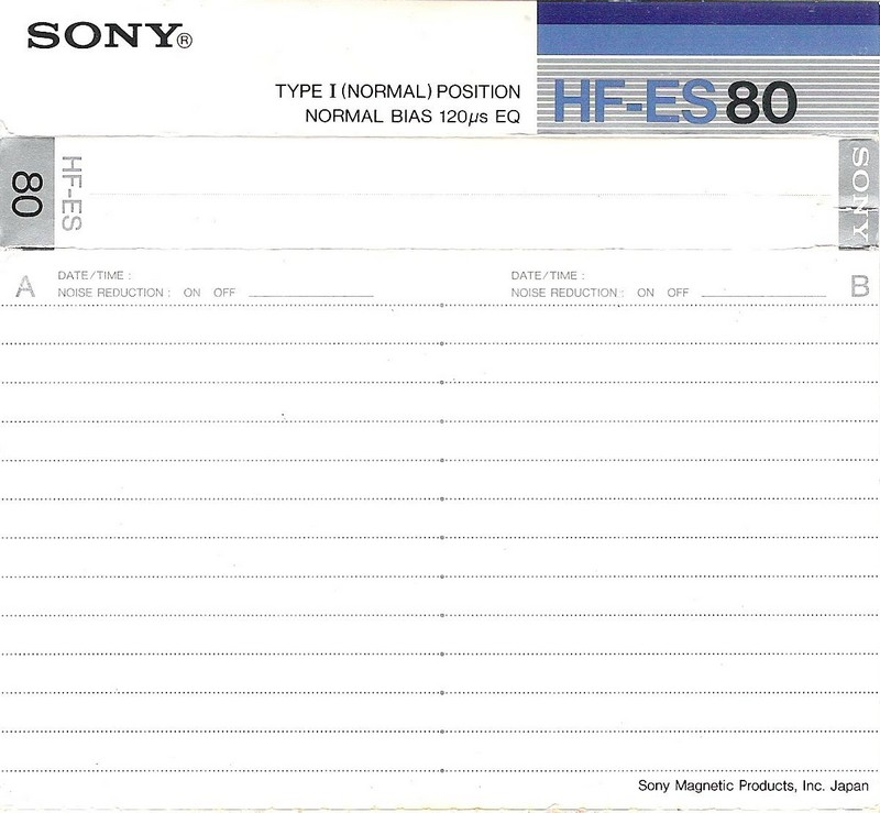Compact Cassette Sony HF-ES 80 Type I Normal 1986 Japan