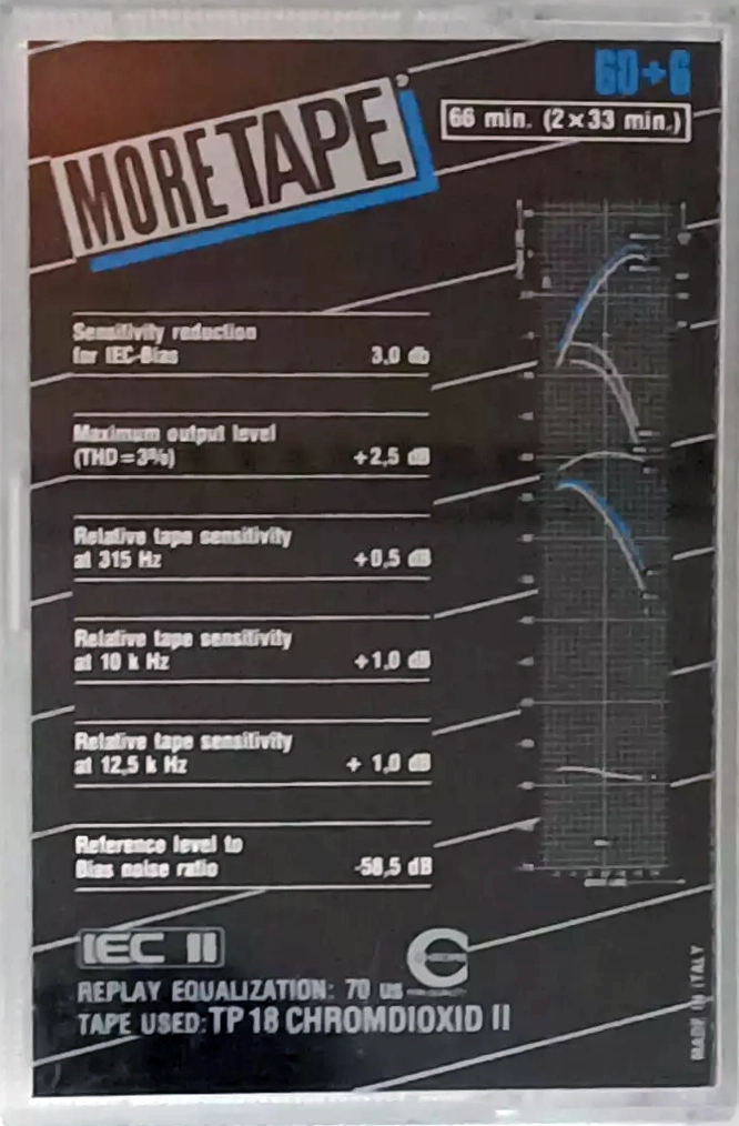 Compact Cassette More Tape 60+6 Type II Chrome Italy