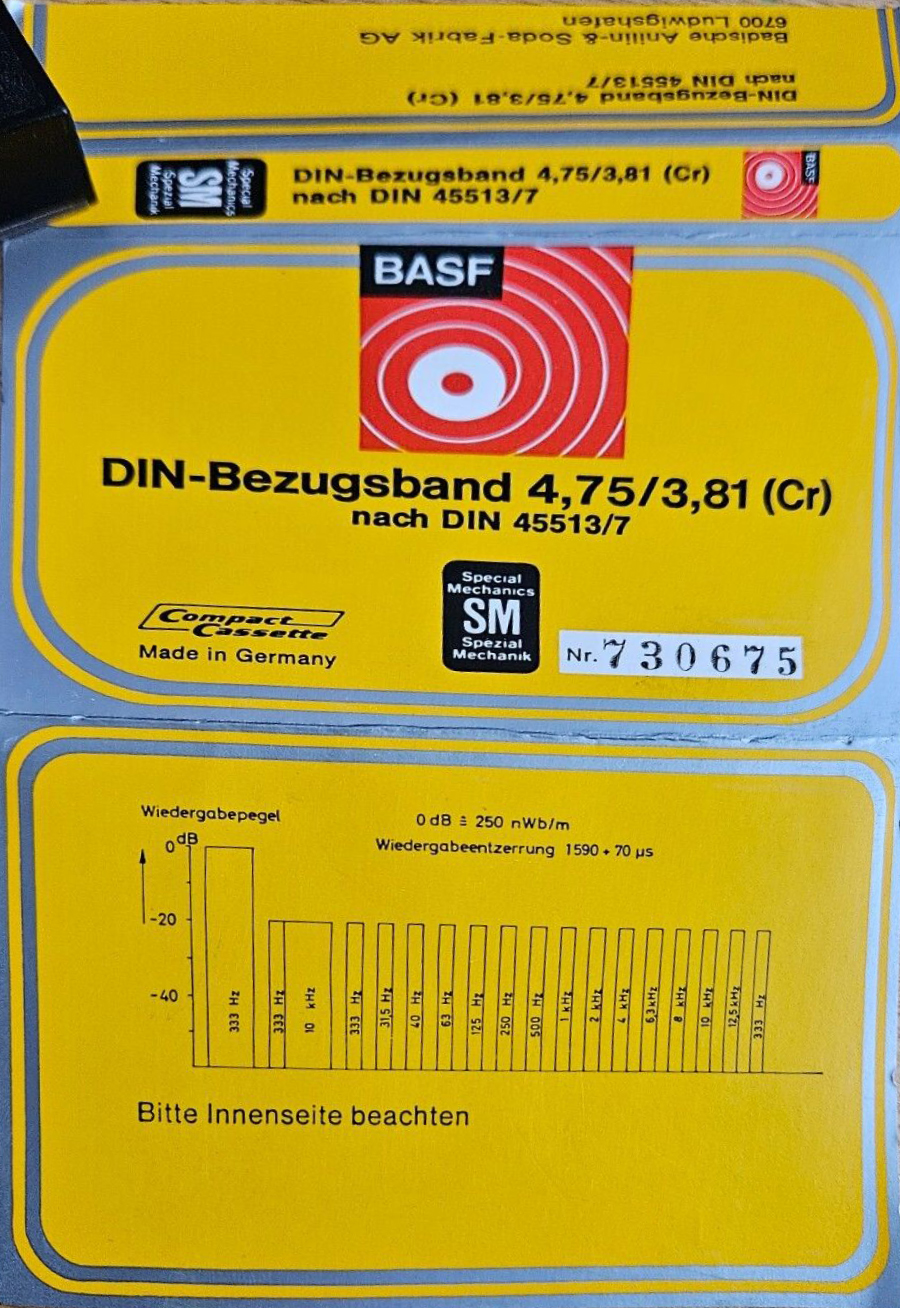 Compact Cassette BASF "DIN-Bezugsband 4,75/3.81 (Cr)" Test Cassette Germany
