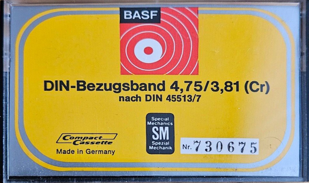 Compact Cassette BASF "DIN-Bezugsband 4,75/3.81 (Cr)" Test Cassette Germany