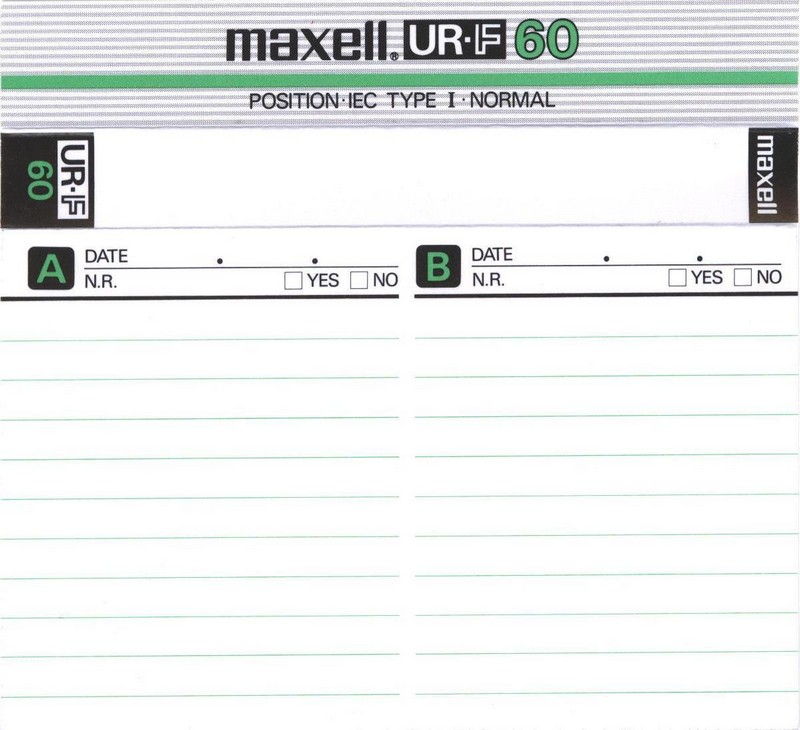 Compact Cassette Maxell UR-F 60 Type I Normal 1985 USA