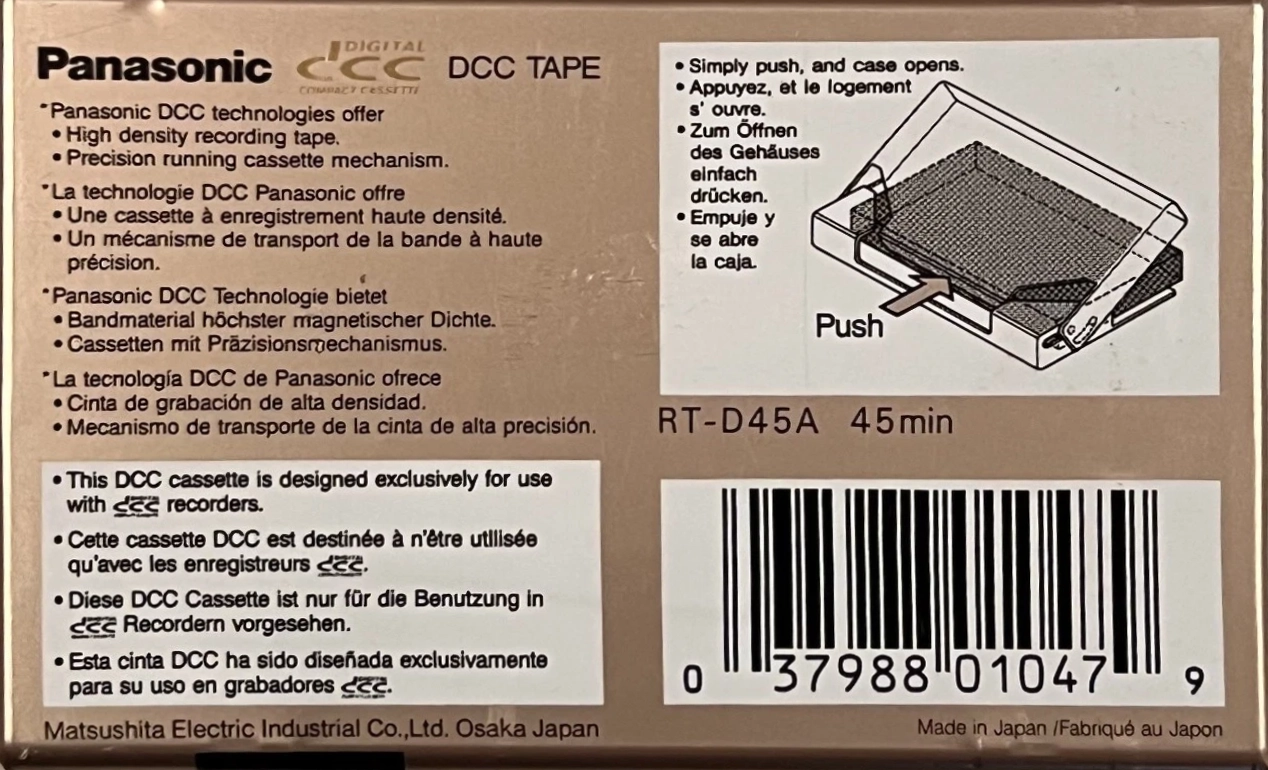 DCC Panasonic 45 "RT-D45A" Type I Normal 1992 North America