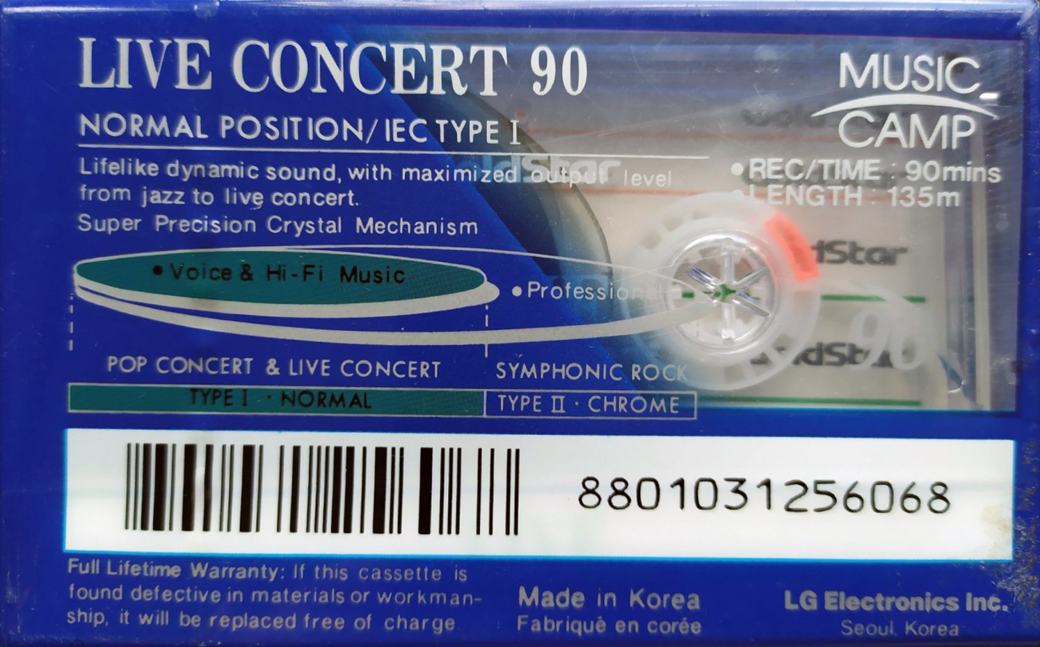 Compact Cassette Goldstar Live concert 90 Type I Normal 1993 Canada