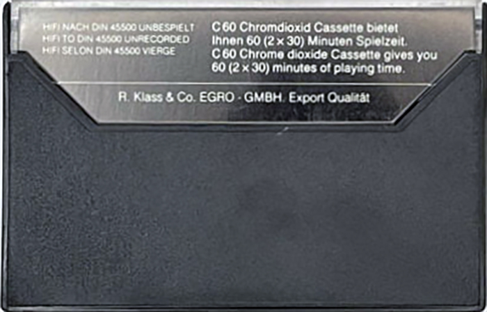 Compact Cassette Tokaido Chromdioxide Super 60 "Studio Quality" Type II Chrome 1985 Europe