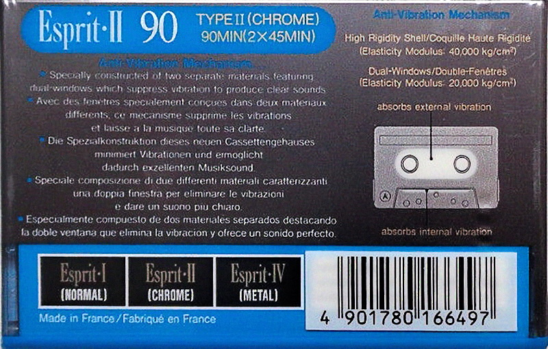 Compact Cassette Sony Esprit 90 "ESP II-90" Type II Chrome 1992 Europe