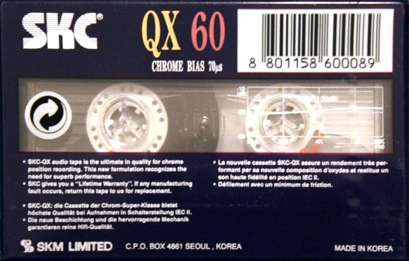Compact Cassette SKC QX 60 Type II Chrome 1995 Worldwide