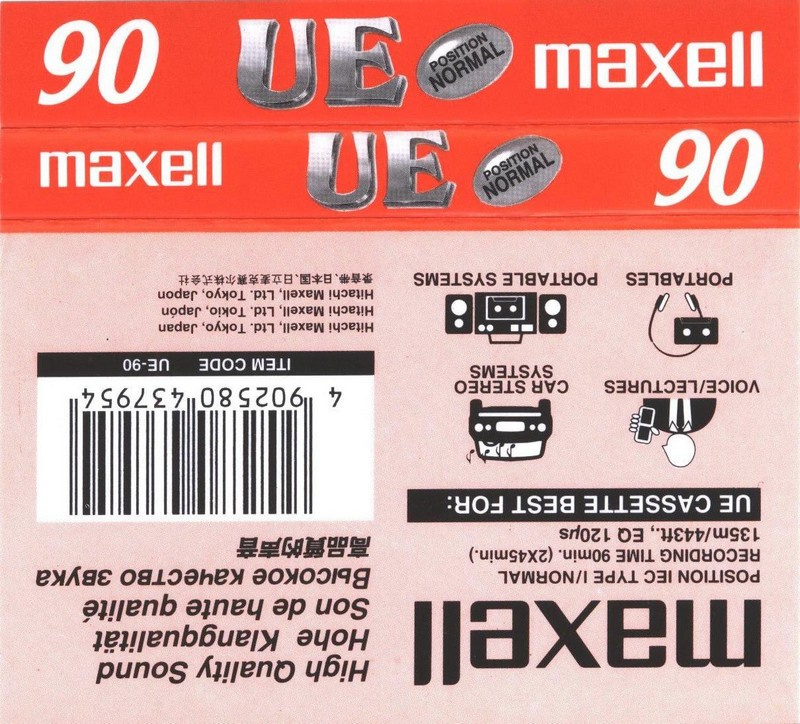 Compact Cassette Maxell UE 90 "UE-90" Type I Normal 2000 Worldwide