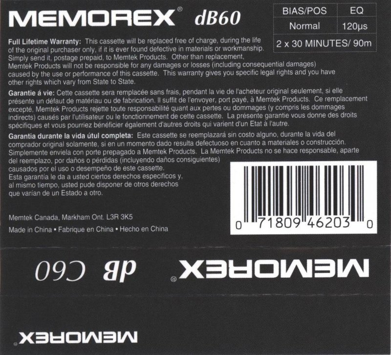 Compact Cassette: Memorex  - dB 60