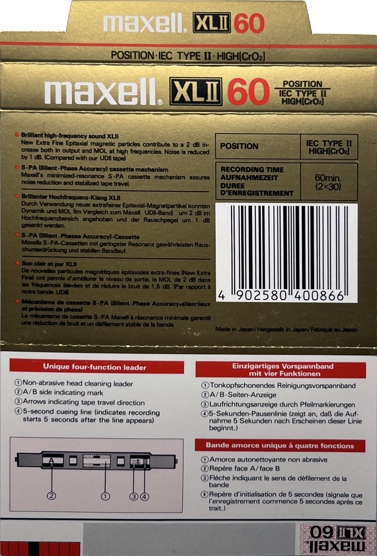 Compact Cassette Maxell XLII 60 Type II Chrome 1985 Europe