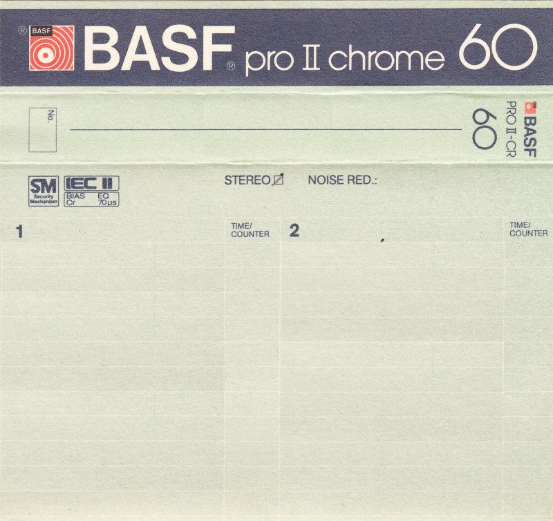 Compact Cassette BASF Pro II Chrome 60 "PRO II-CR" Type II Chrome 1982 USA