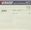 Compact Cassette BASF Pro II Chrome 60 "PRO II-CR" Type II Chrome 1982 USA
