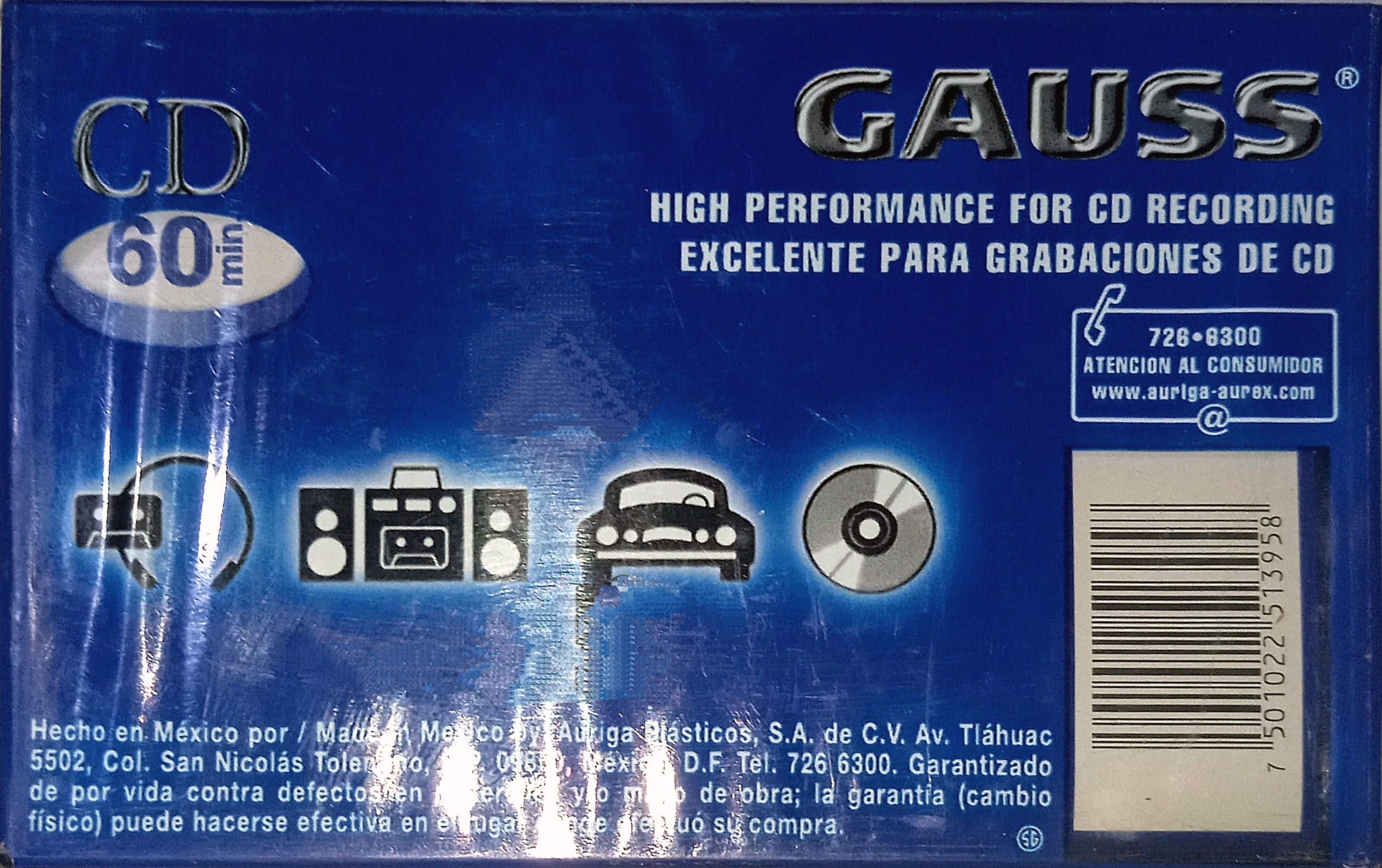 Compact Cassette Gauss CD 60 Type I Normal Latin America