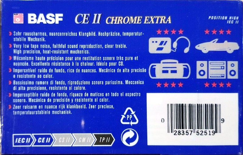 Compact Cassette BASF CE II Chrome Extra 90 Type II Chrome 1995 North America
