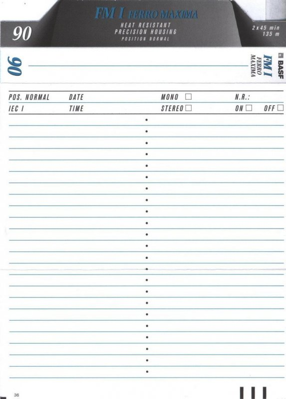 Compact Cassette: BASF  - FM I 90